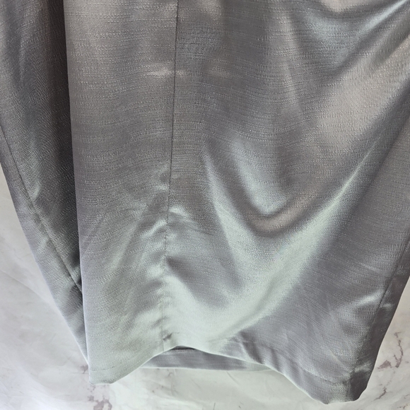 Adrianna Papell Dress Jacket Set Womens 12 Gray Metallic Satin Mother Of Bride - Picture 9 of 15